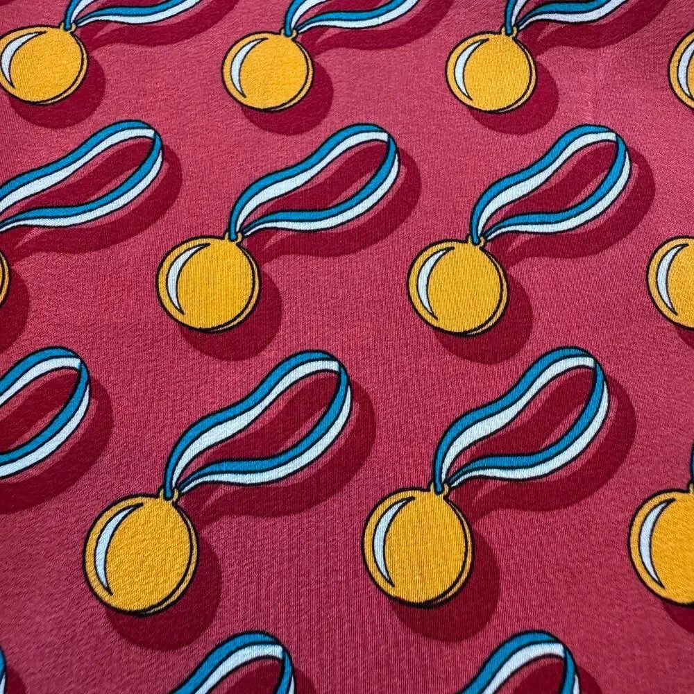 Vintage John Hancock Olympic Silk Scarf Purple Medal Print 33x33 Retro 80s 90s